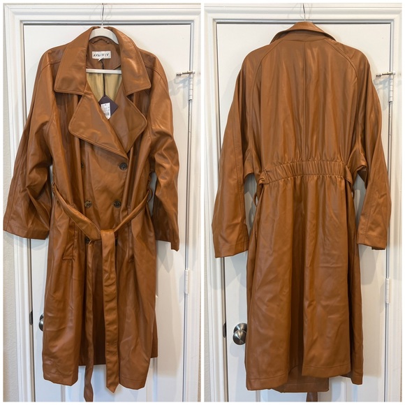 Ava & Viv Jackets & Blazers - NWT! Ava & Viv faux leather belted trench coat